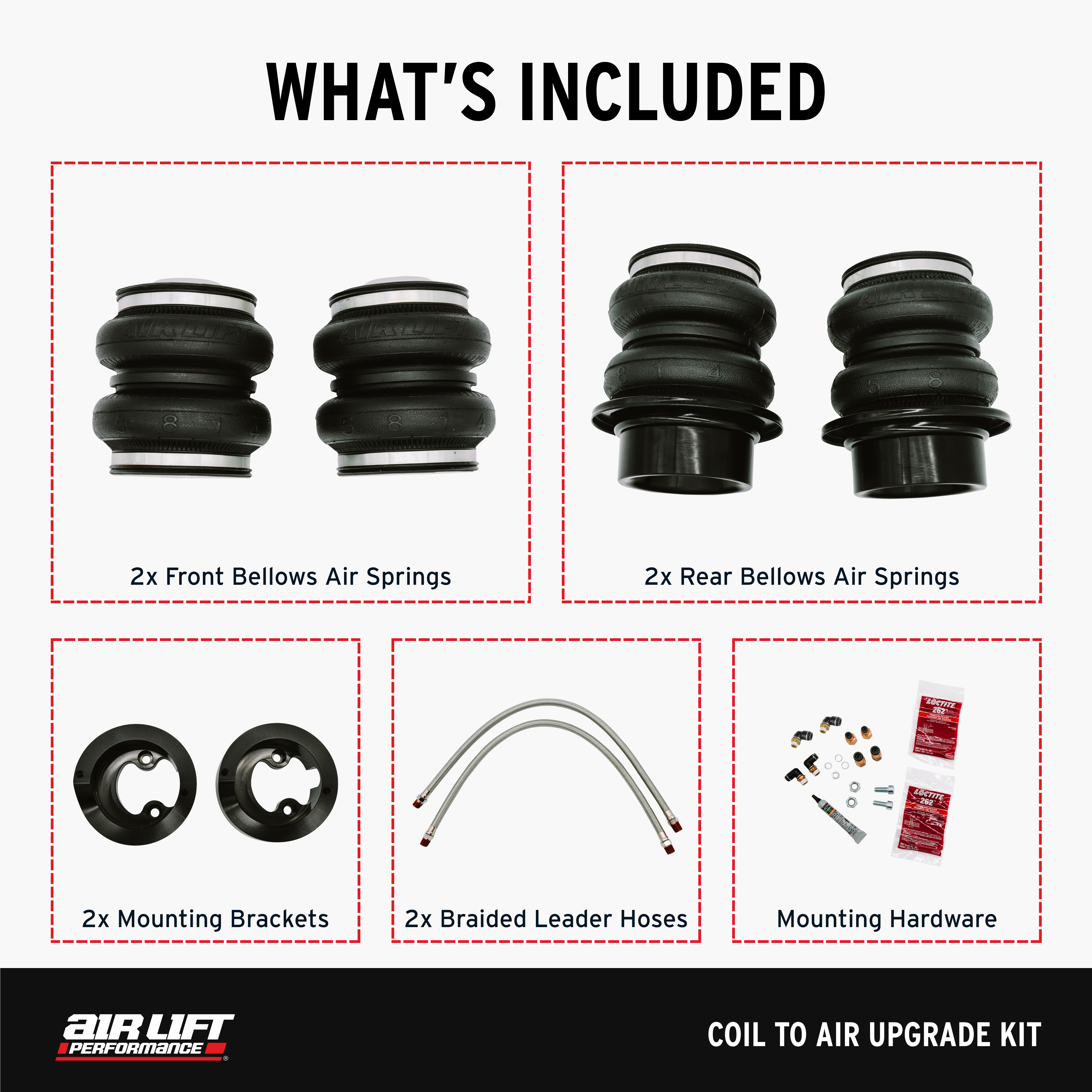Air Lift Performance 83009 Air Lift Performance Coil To Air Upgrade Kit For Front And Rear